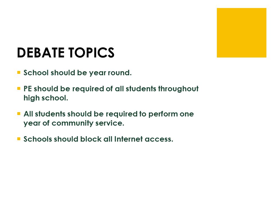 popular debate topics for high school students