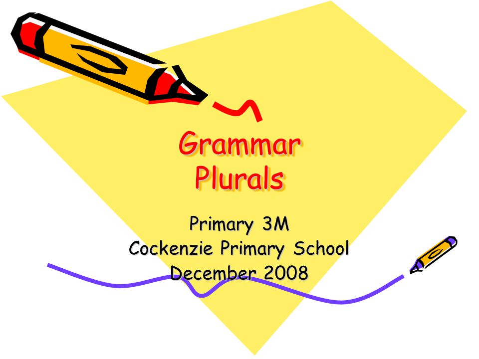 Grammar Plurals Primary 3M Cockenzie Primary School December 2008