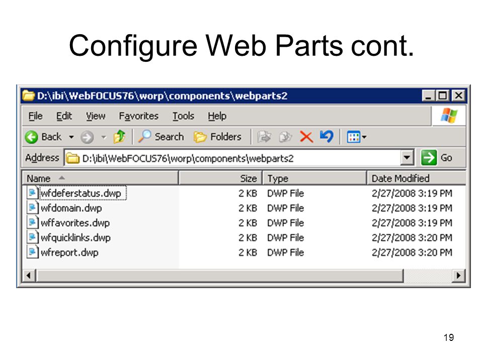 19 Configure Web Parts cont.