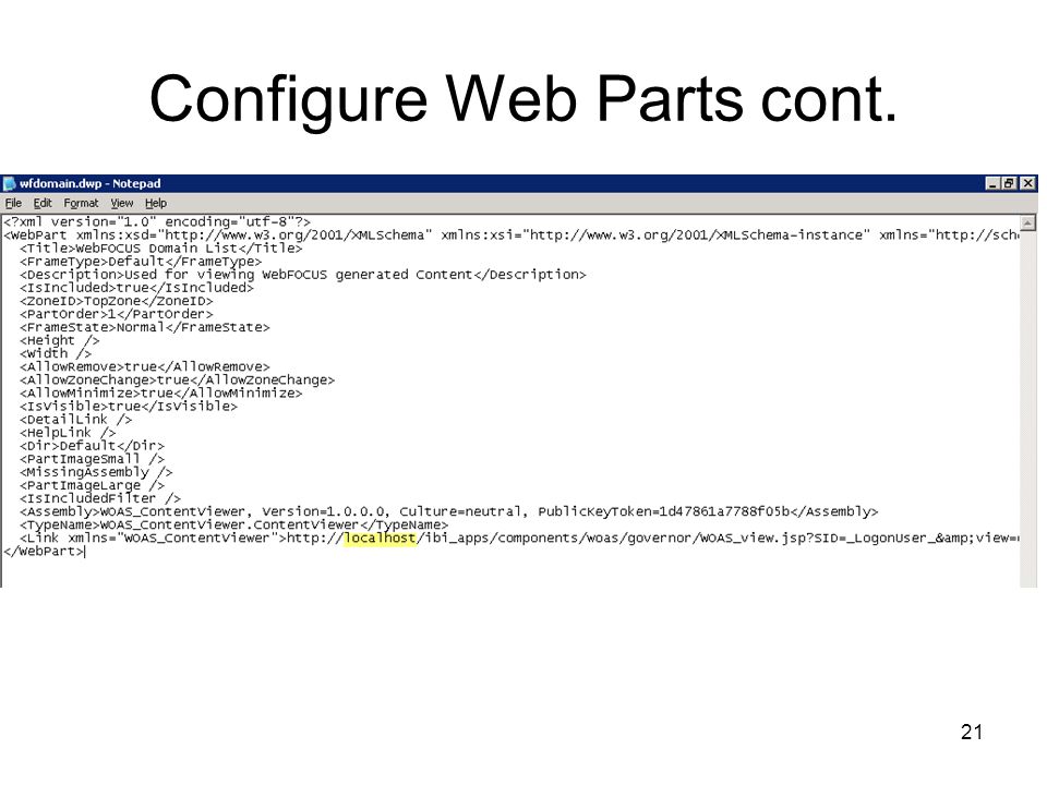 21 Configure Web Parts cont.