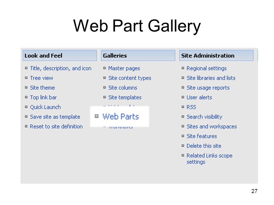 27 Web Part Gallery