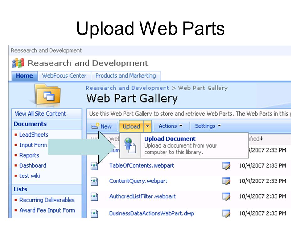 28 Upload Web Parts