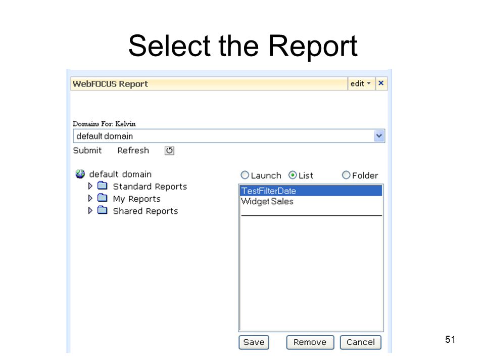 51 Select the Report
