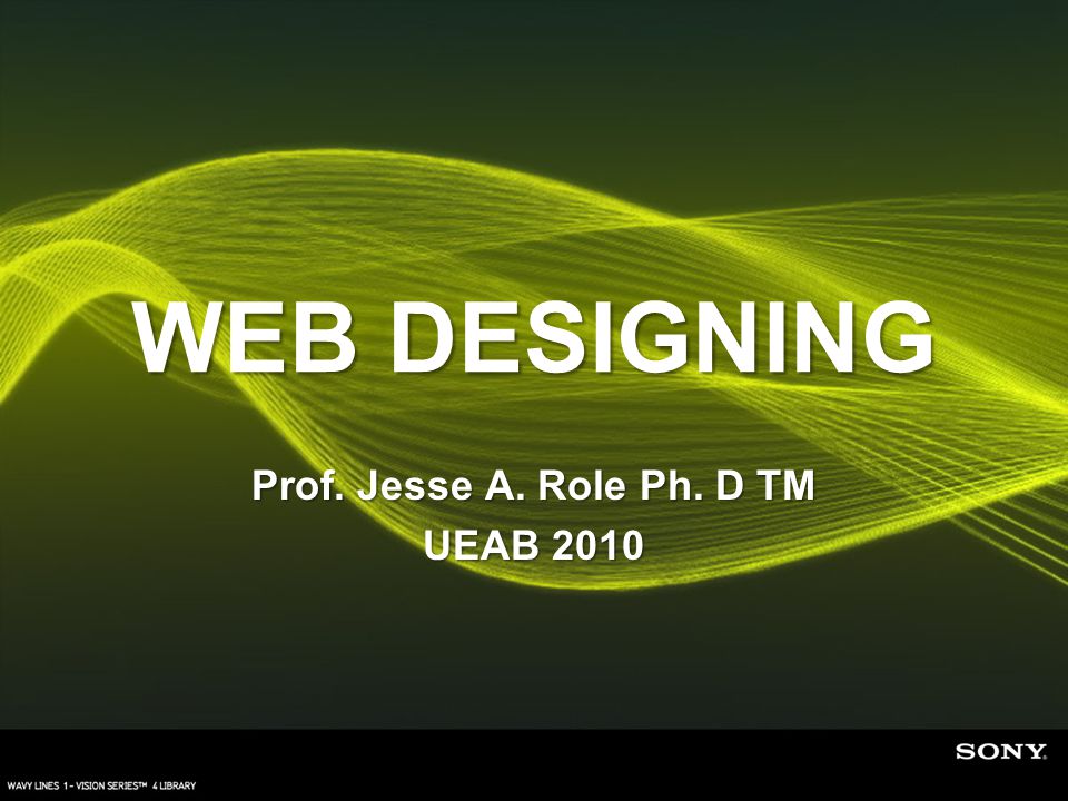 WEB DESIGNING Prof. Jesse A. Role Ph. D TM UEAB 2010