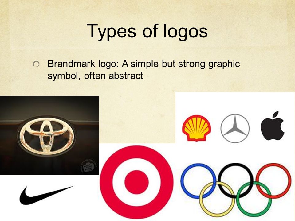 Types of logos Brandmark logo: A simple but strong graphic symbol, often abstract