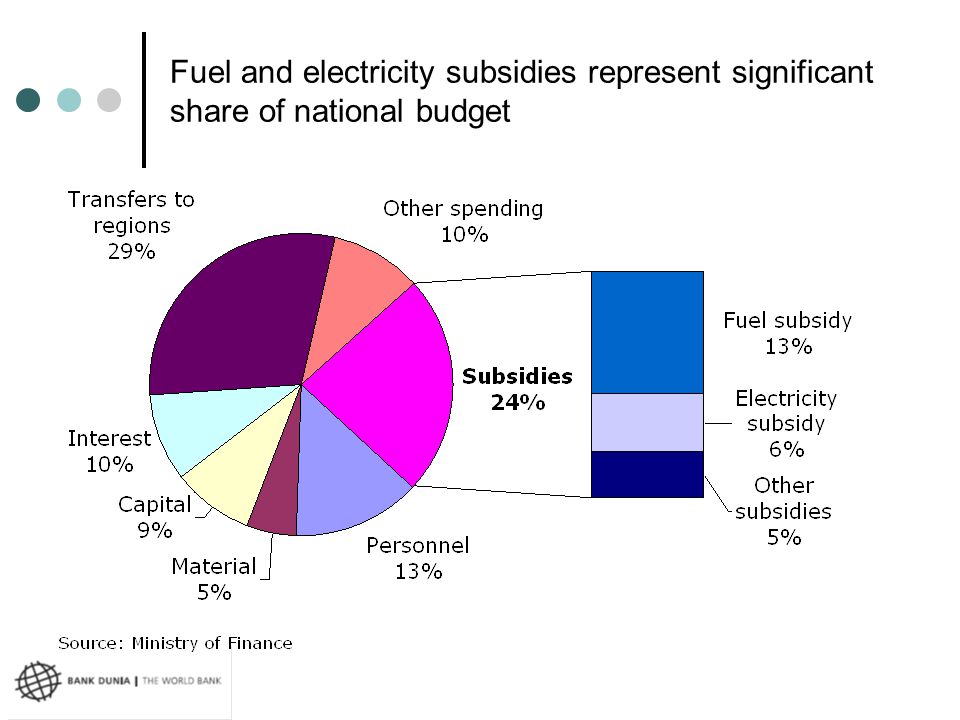 Fuel and electricity subsidies represent significant share of national budget