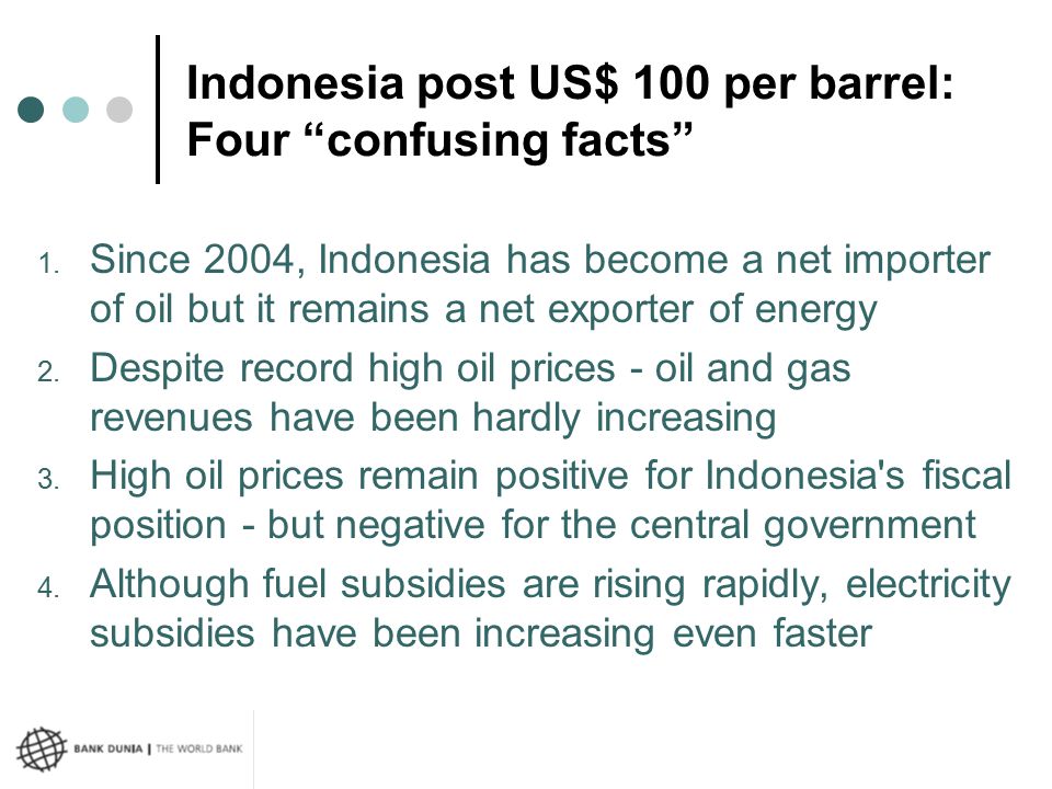 Indonesia post US$ 100 per barrel: Four confusing facts 1.