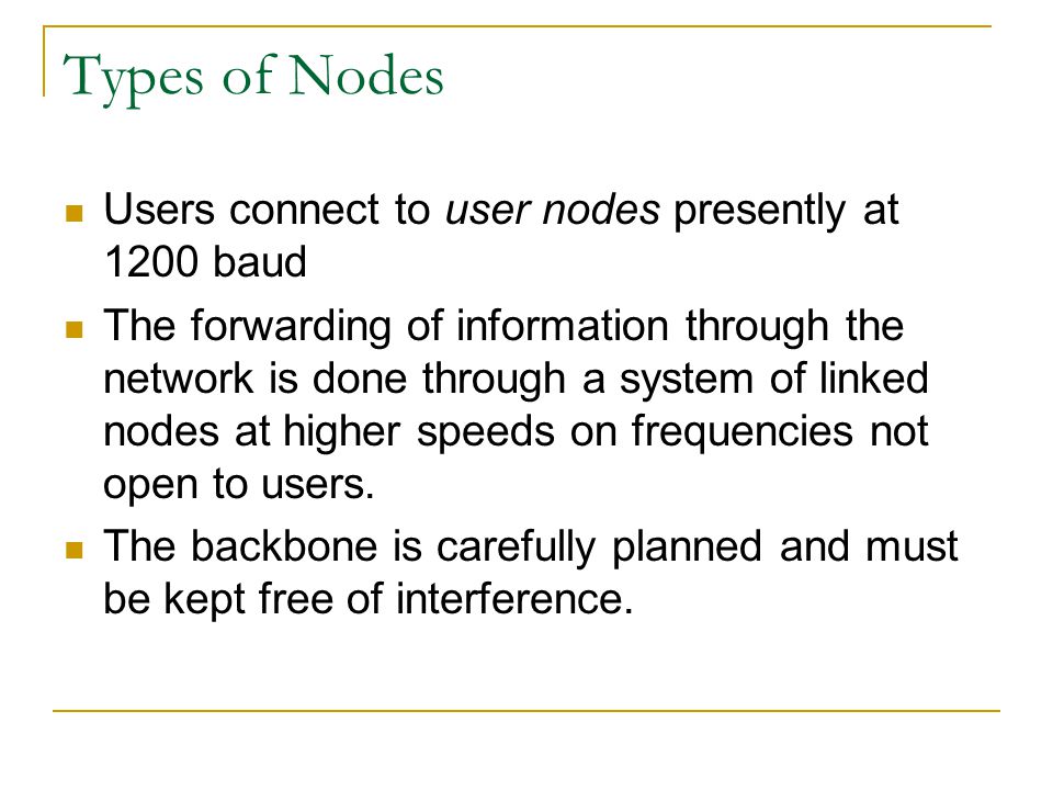 Network Terminology A packet network is a set of stations logically linked together to route data from one user to another Each station is called a node or digi.