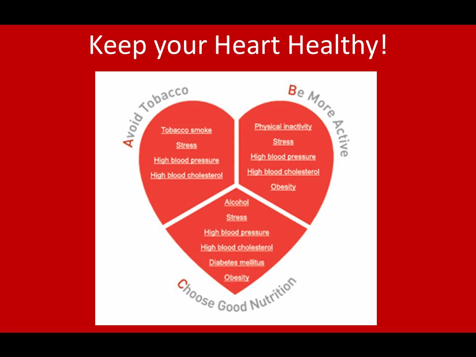 Prevention Be mindful of diet Be physically active Know your risks Keep your cholesterol and blood sugar at a healthy level Don’t Smoke Reduce Stress