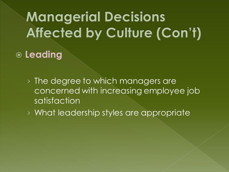  Leading › The degree to which managers are concerned with increasing employee job satisfaction › What leadership styles are appropriate