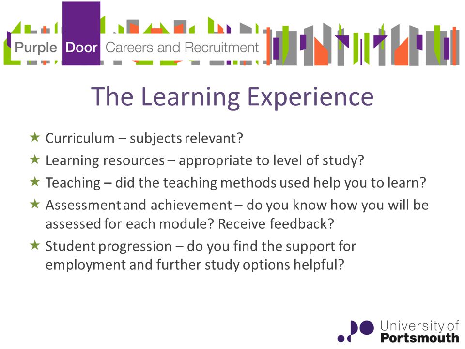 The Learning Experience  Curriculum – subjects relevant.