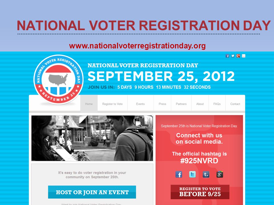 NATIONAL VOTER REGISTRATION DAY   Voter Registration