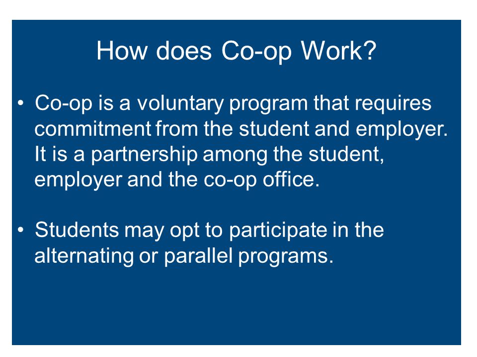 How does Co-op Work.