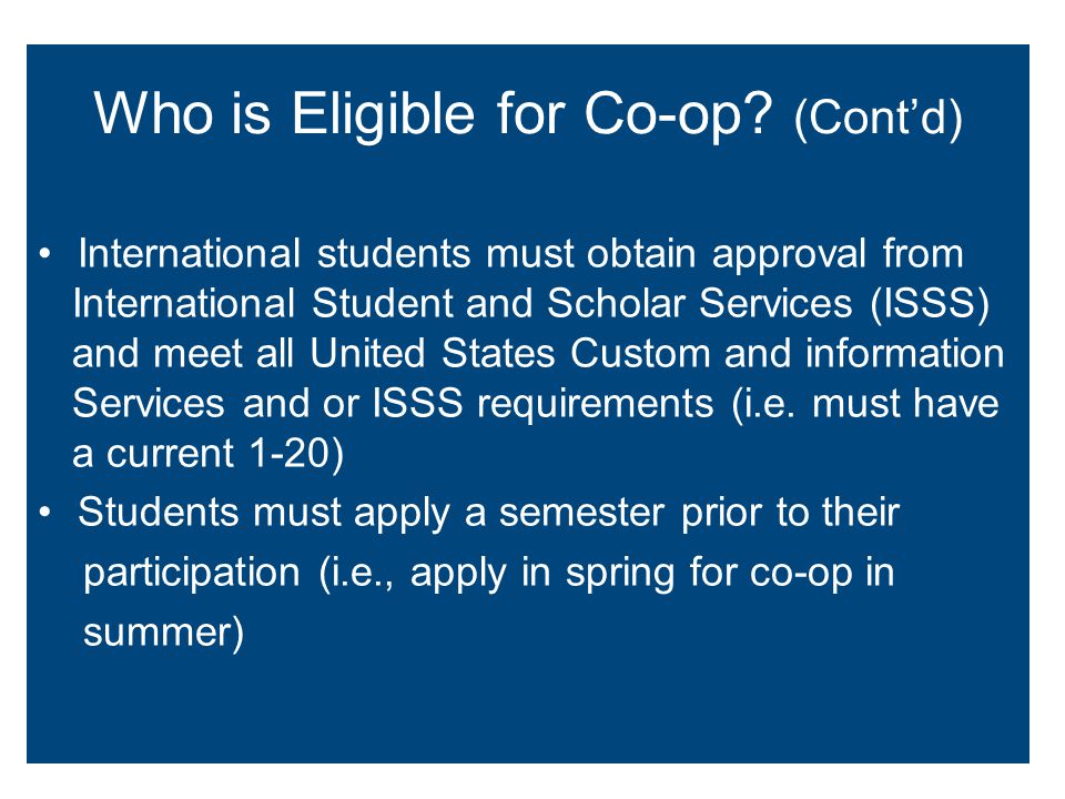 Who is Eligible for Co-op.