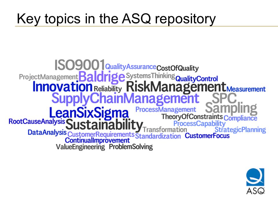 Key topics in the ASQ repository