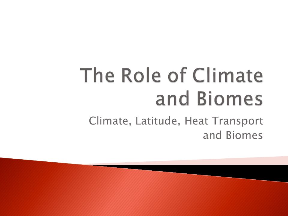 Climate, Latitude, Heat Transport and Biomes