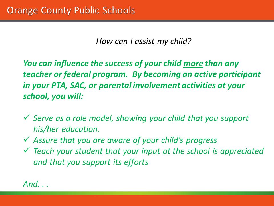 Orange County Public Schools How can I assist my child.
