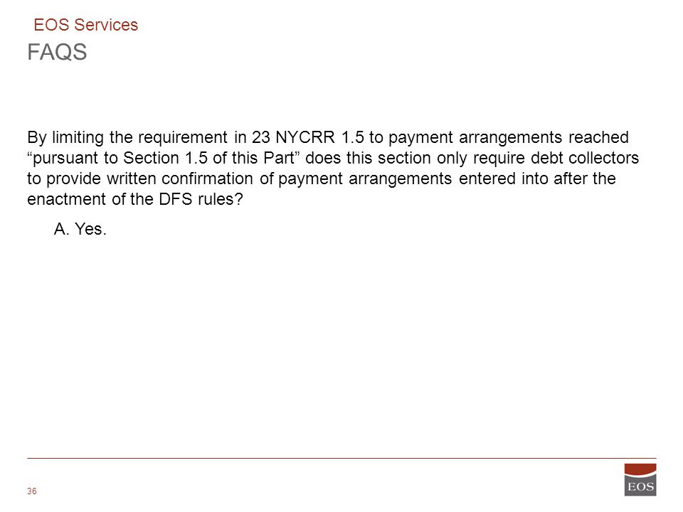 eos services with head and heart in finance agency compliance update