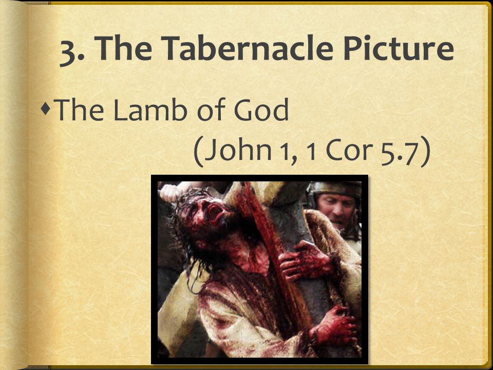 3. The Tabernacle Picture  The Lamb of God (John 1, 1 Cor 5.7)