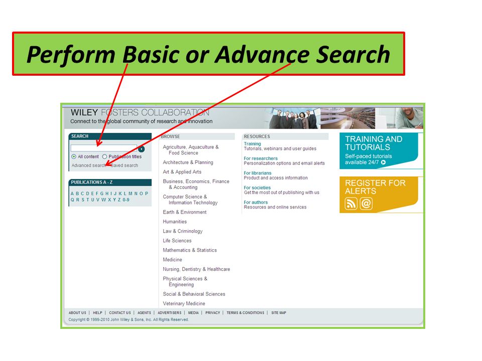Perform Basic or Advance Search
