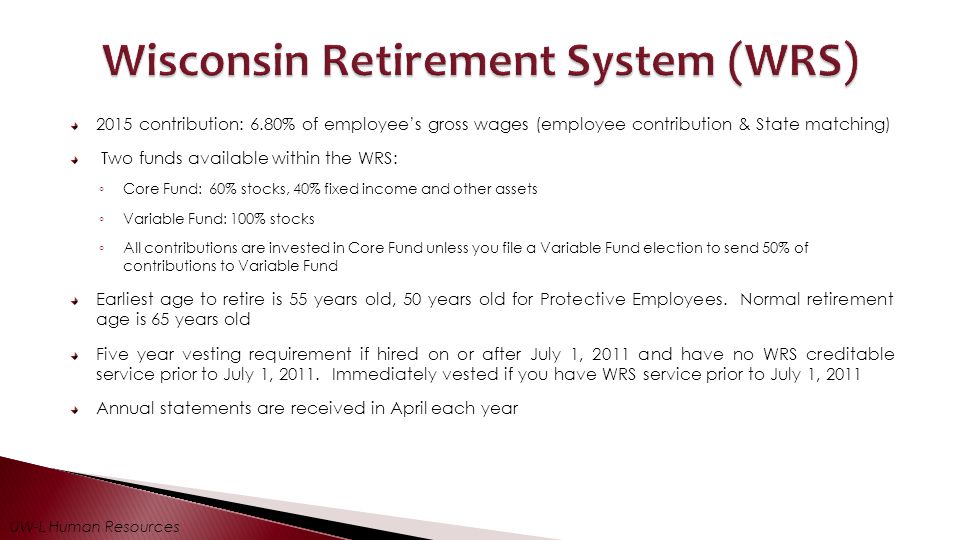 CLASSIFIED Fringe Benefit Orientation. Wisconsin Retirement System (WRS) TaxSheltered Annuity