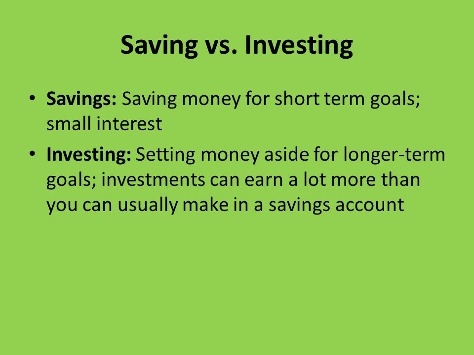 Saving vs.