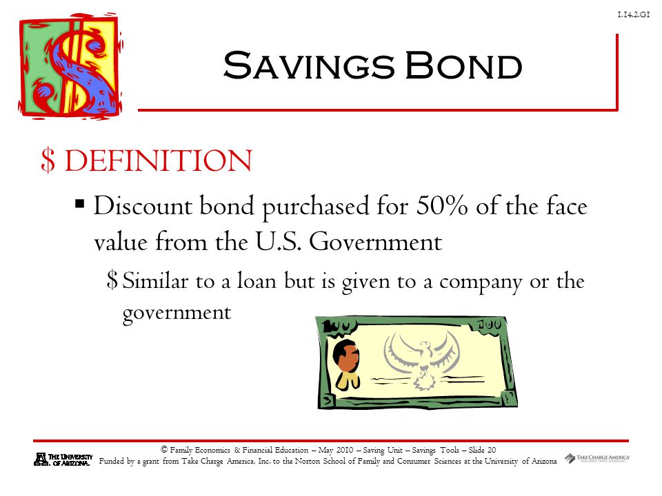 G1 © Family Economics & Financial Education – May 2010 – Saving Unit – Savings Tools – Slide 20 Funded by a grant from Take Charge America, Inc.