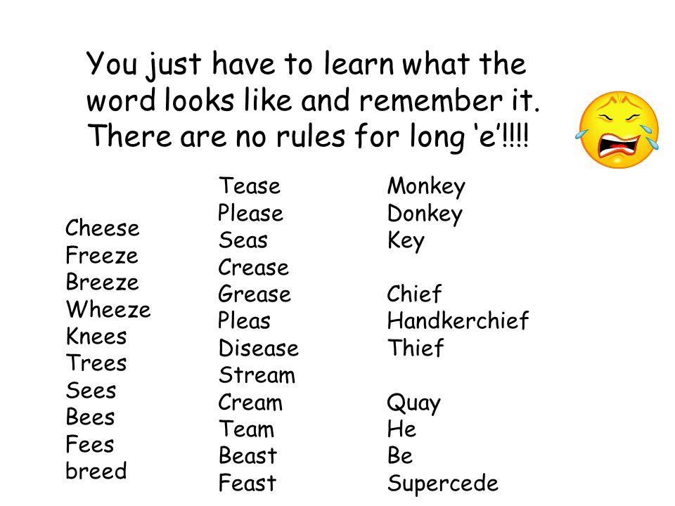 Long e sound You can make long e words with these letters Long e sound You can make long e words with these letters