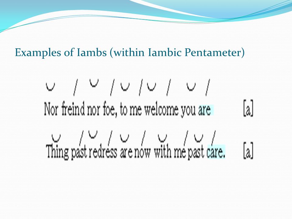 Examples of Iambs (within Iambic Pentameter)