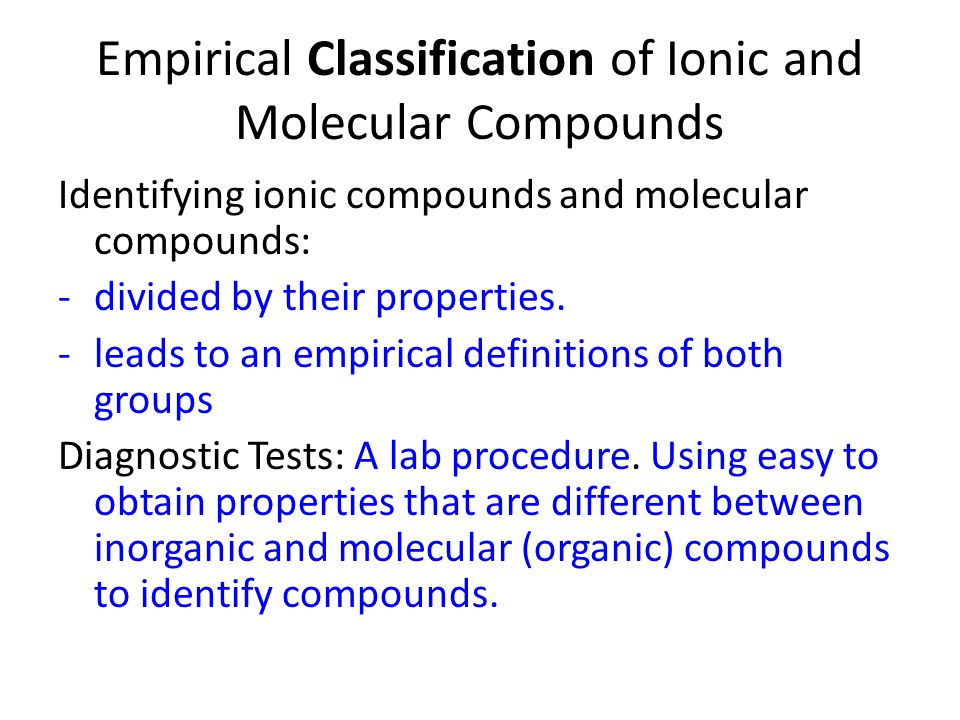 Classification Of Compounds Classifying Pure Substances Last
