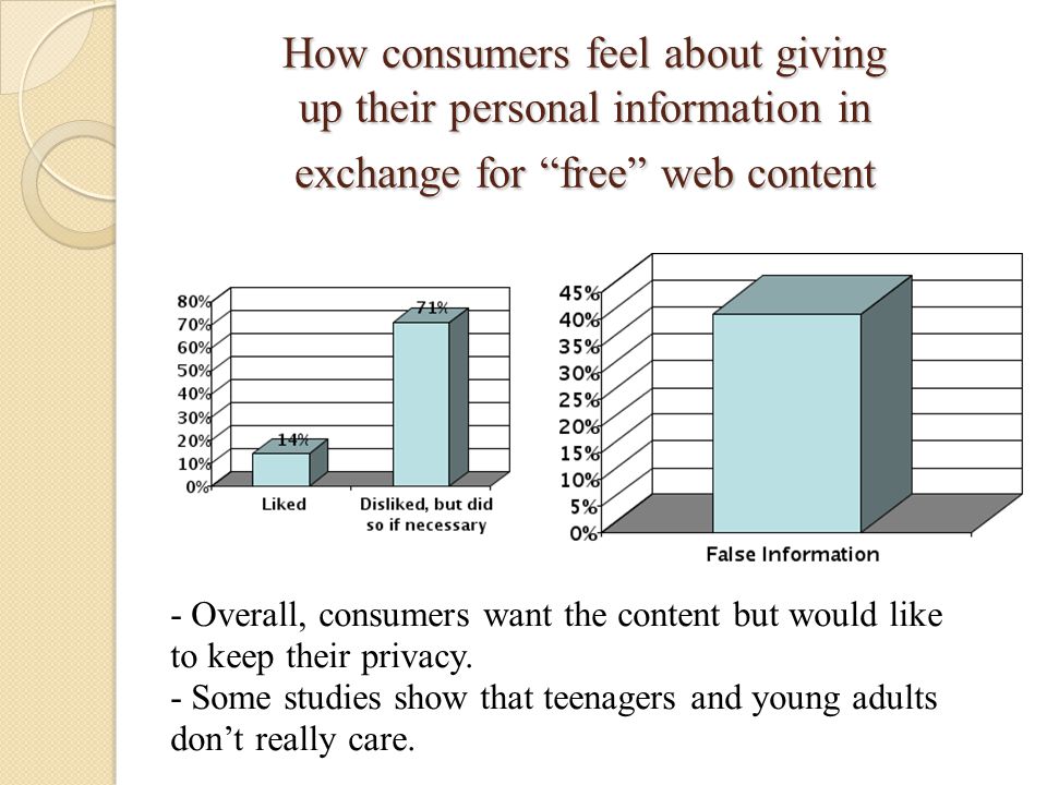 How consumers feel about giving up their personal information in exchange for free web content - Overall, consumers want the content but would like to keep their privacy.