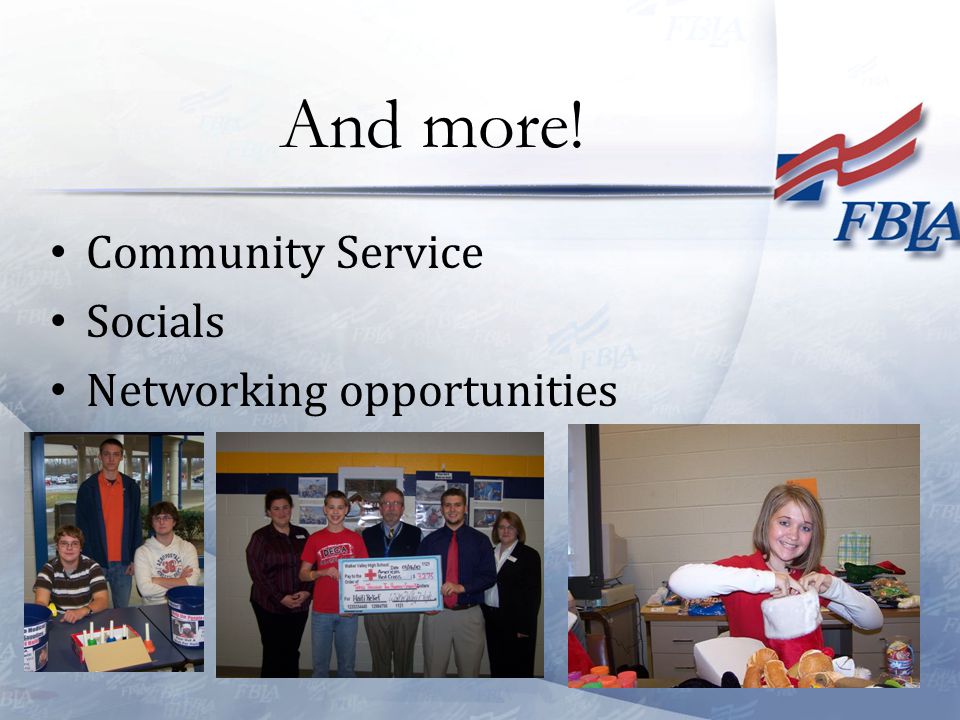 Community Service Socials Networking opportunities And more!