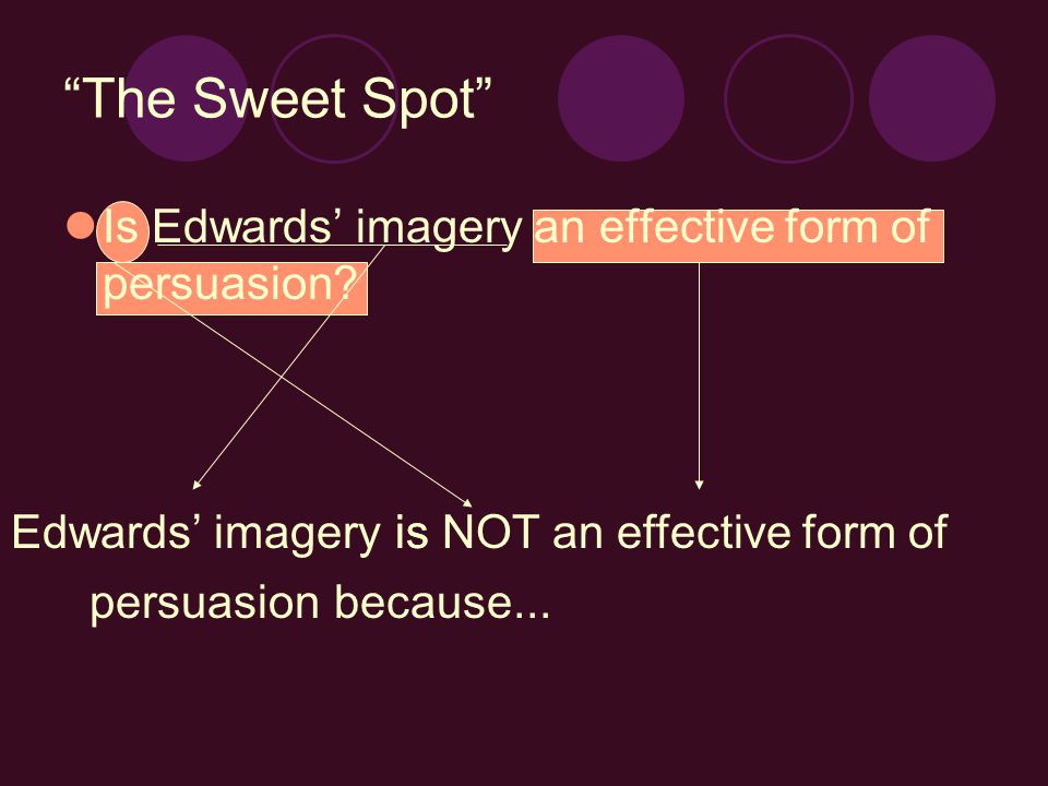 The Sweet Spot Is Edwards’ imagery an effective form of persuasion.