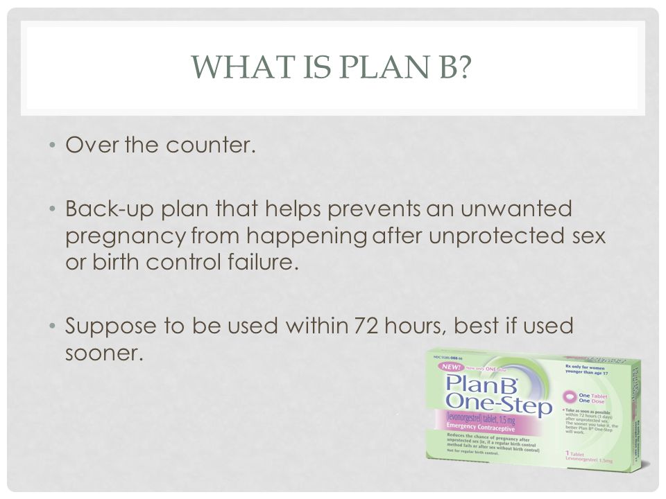 WHAT IS PLAN B. Over the counter.