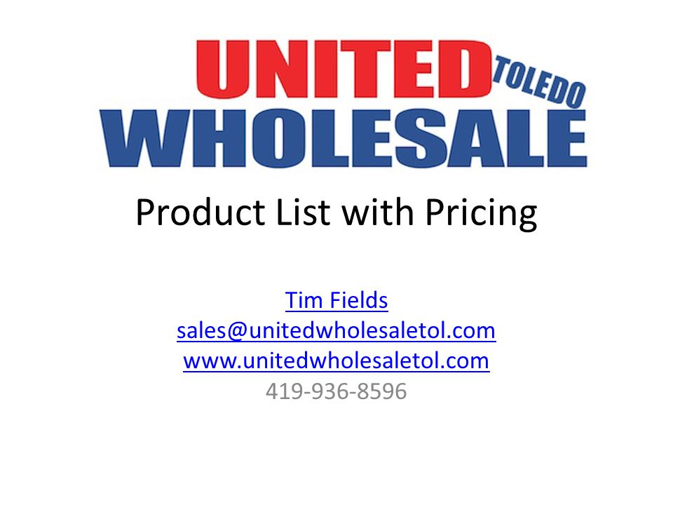 Product List with Pricing Tim Fields