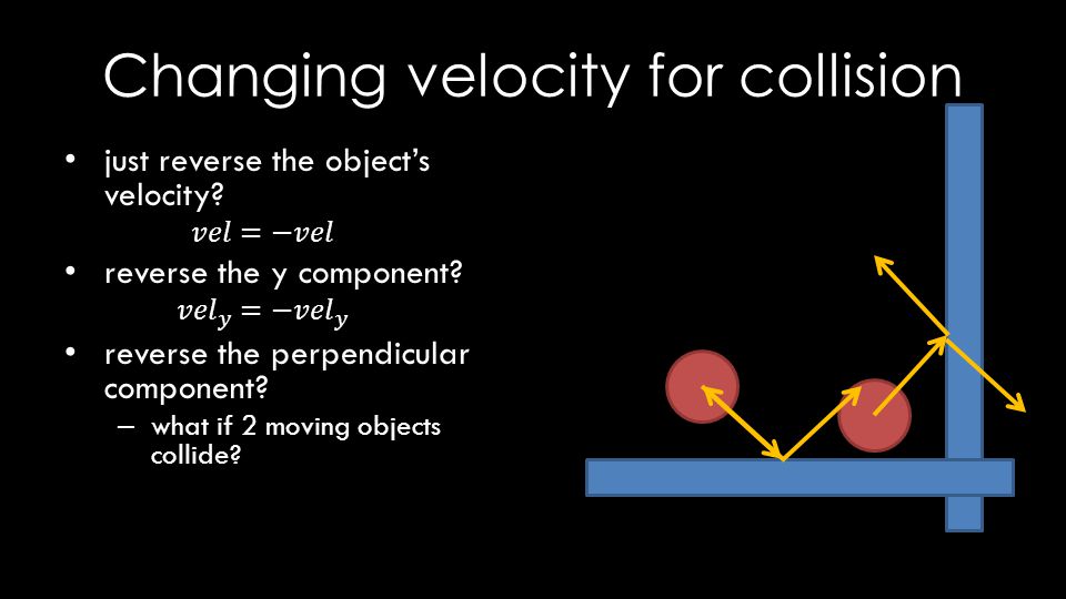 Changing velocity for collision