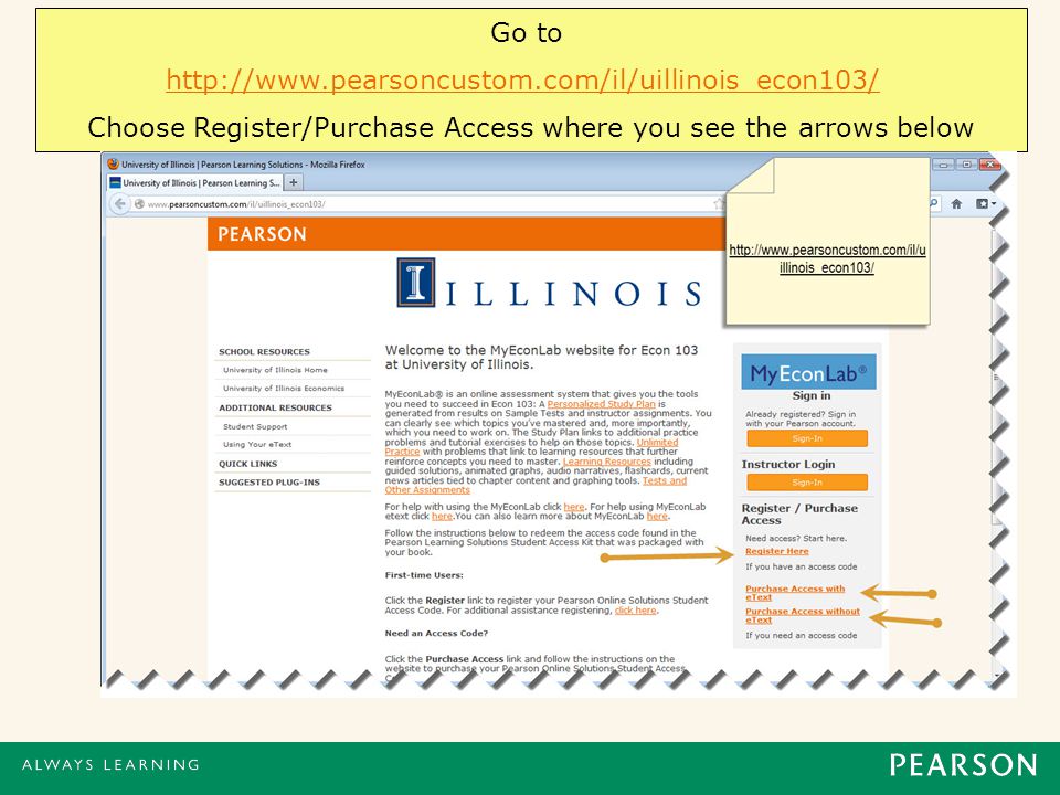 Go to   Choose Register/Purchase Access where you see the arrows below