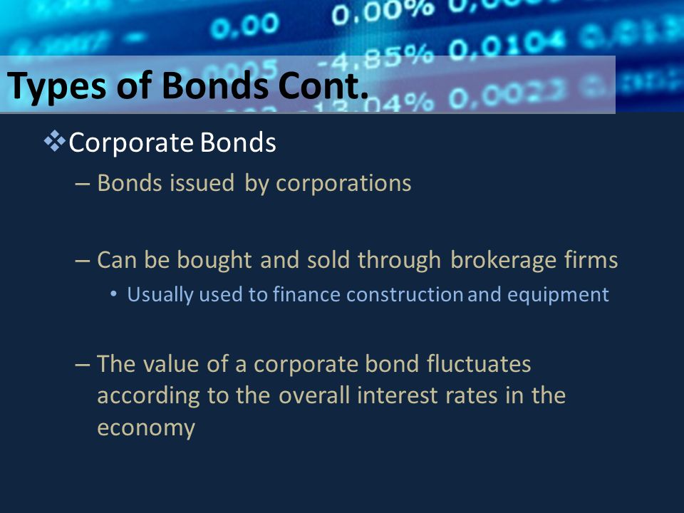 Types of Bonds Cont.