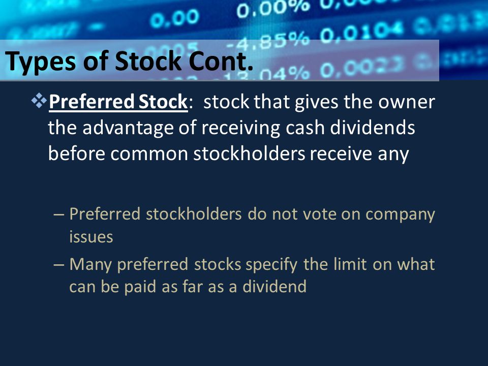 Types of Stock Cont.