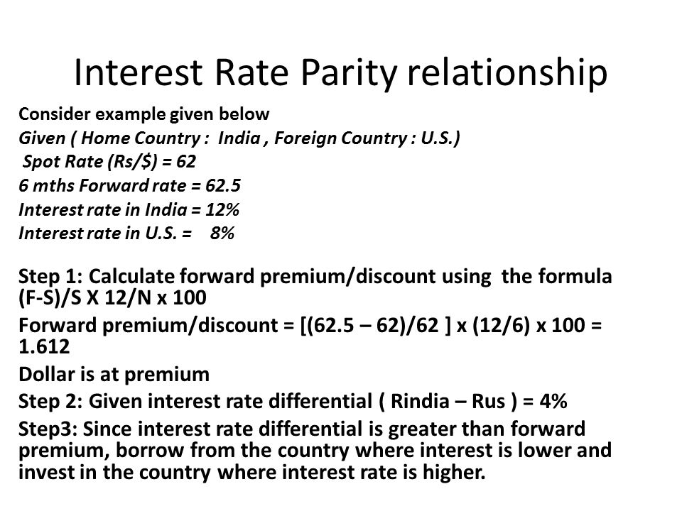 Mba Finance Specialisation Banking And Trimester Interest Rate Parity Relationship Consider Example Given Below Home Country India Foreign