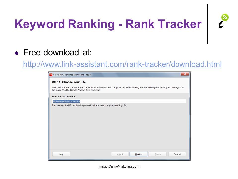 Keyword Ranking - Rank Tracker Free download at:   ImpactOnlineMarketing.com