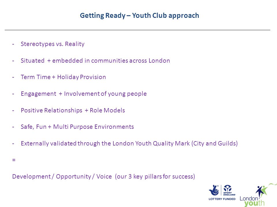 Getting Ready – Youth Club approach -Stereotypes vs.