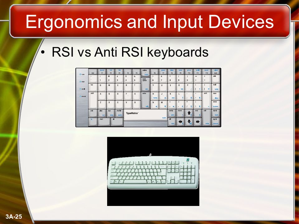 Ergonomics and Input Devices RSI vs Anti RSI keyboards 3A-25