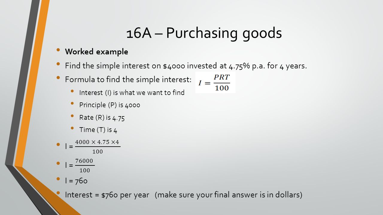 16A – Purchasing goods