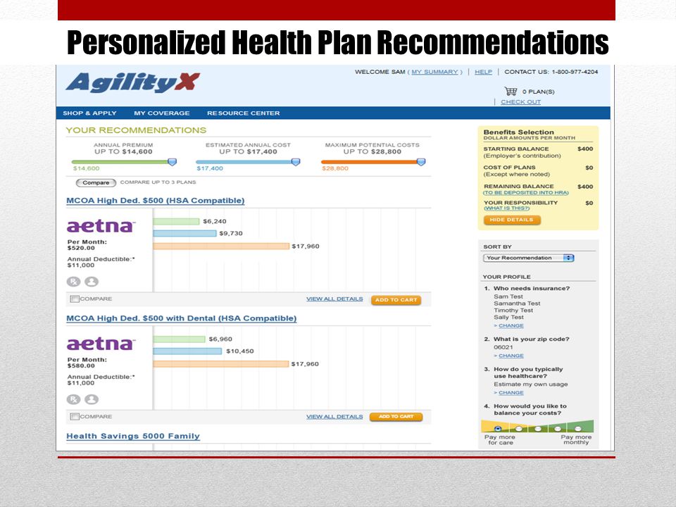Personalized Health Plan Recommendations