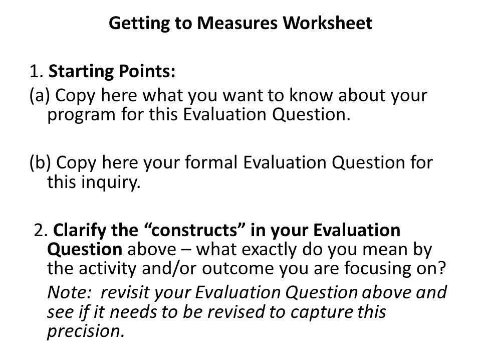 Getting to Measures Worksheet 1.
