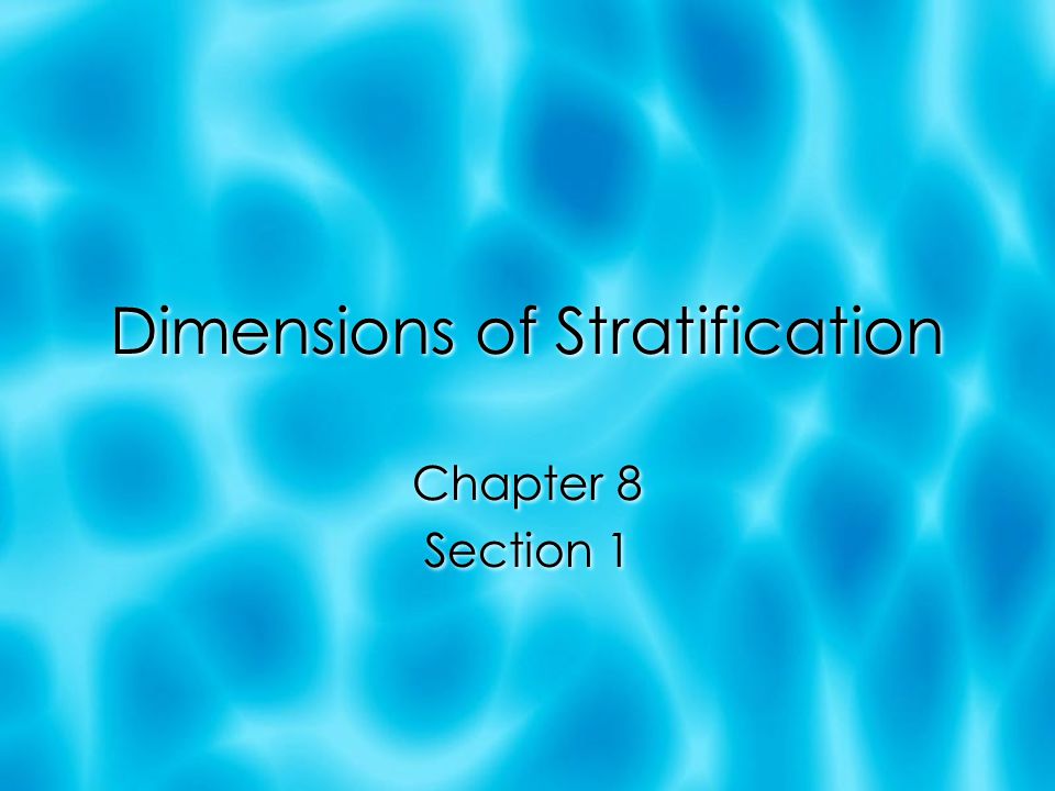 Dimensions of Stratification Chapter 8 Section 1 Chapter 8 Section 1