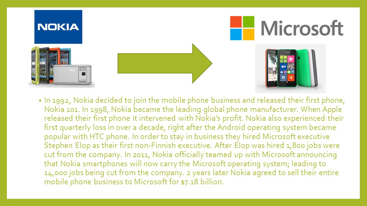 In 1992, Nokia decided to join the mobile phone business and released their first phone, Nokia 101.