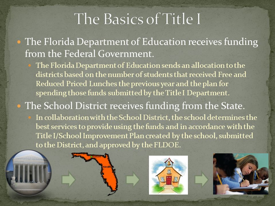 The Florida Department of Education receives funding from the Federal Government.