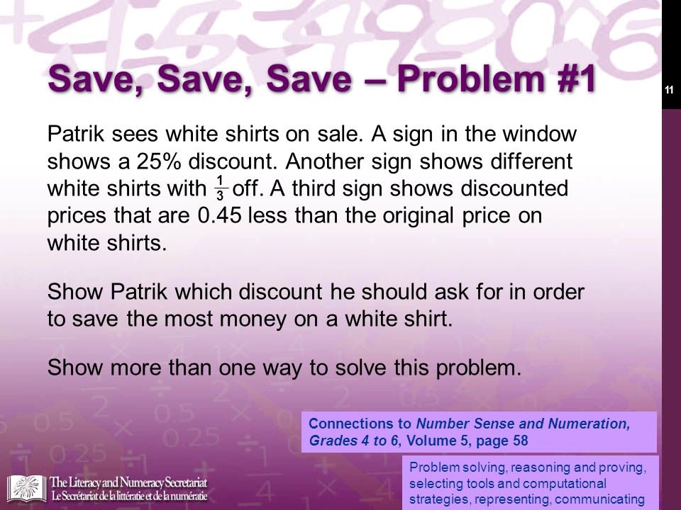 11 Save, Save, Save – Problem #1 Patrik sees white shirts on sale.